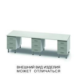 Three-drawer desk with nine drawers