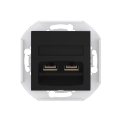 CADUCEUS ALING PRESTIGE Flush-mounted double computer socket with Keystone RJ45 8P8C cat.5e FTP modules, black (soft to