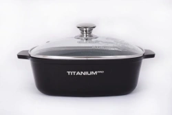 Cast aluminium 4L roasting pan (with non-stick coating) TM Kukmara, with glass lid, "Titanium Pro" line