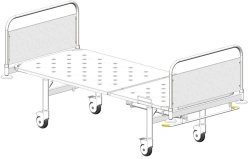 KF0-01-"MSC" (MSC-4101D) - General hospital bed with a headrest, on wheels, metal backrests with a decorative insert made of she