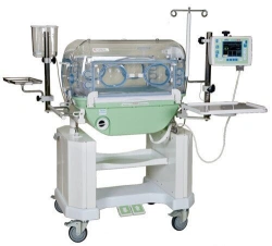 Neonatal intensive care incubator with microprocessor controlled monitoring of temperature and acid concentration parameters