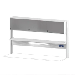 Technological shelving unit with cabinet 360 mm for wall table 1800 TSPSh-36