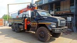 Special purpose vehicle with hydraulic loading crane of KMA type on the basis of URAL 4320 and its modifications U0K03N-4Z150