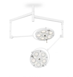 Medical LED surgical luminaire with ceiling mount (ceiling mounted dual dome with 6 module) 125744:Medical LED surgical luminair
