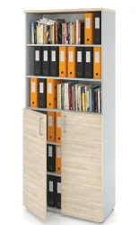 ZAMM swinging cupboard with 6 shelves (3 closed, 3 open), on adjustable supports.