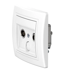 CADUCEUS ALING PRESTIGE Flush-mounted aerial TV/FM feed-through socket, white, Art. 612P.000
