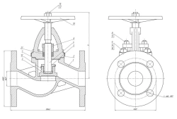Shut-off flanged bore valve DN 40 PN 16 series 458 (KMIA.491115.001)
