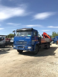 Special purpose vehicle with hydraulic loading crane type MKMA on the basis of KAMAZ 43118 and its modifications 41K35N-UN