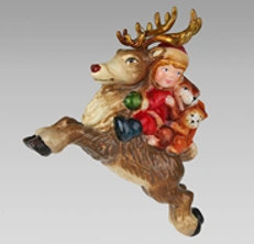 Handmade glass Christmas tree toy "Reindeer with children"