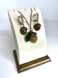 Jewellery set "Acorns" (honey jade)