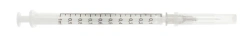 Single-use tuberculin syringe complete with 0.4 x 13 mm needle, sterile.