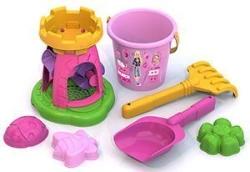 BARBIE sand set #5 (bucket, mill, 3 moulds "Ladybug, bee, flower", rake, scoop)