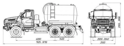 Vacuum tanker truck MV 4680M9 on chassis Ural 4320-6151-71, 4320-6151-73, 4320-6151-75