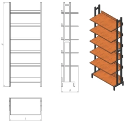 One-sided library shelving unit (series SB.1)