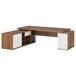 Desk on credenza and pedestal left Zion