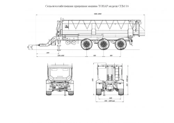 TONAR model SPM 16 agricultural trailed machine with axle units manufactured by TONAR model PT12