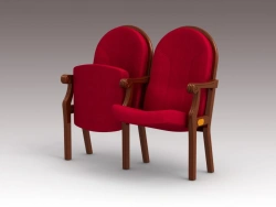 Armchairs for auditoriums with wooden frame