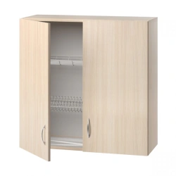 Hinged cupboard for drying dishes