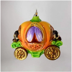 Handmade glass Christmas tree toy "Carriage"