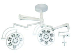 Surgical ceiling luminaire with emergency power supply adjustable two-block luminaire with additional console "EMALED 500/500/X