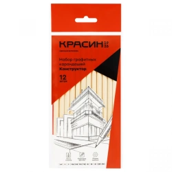 Set of graphite pencils Krasin "Constructor", hexagonal, lacquered body, diameter 7,15mm, length 177mm, sharpened, u