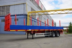Semitrailer Politrans 9417-051. In the version: metal platform with decking, with sides, with cones on spring suspension. Shea