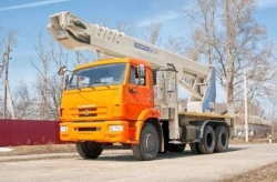 Telescopic hydraulic lift with gooseneck AGP 36T KAMAZ-65115 35.5M 350/120KG 22/24.5M