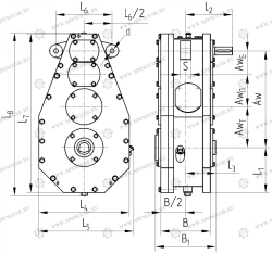 Vertical three-stage gearbox RV-450