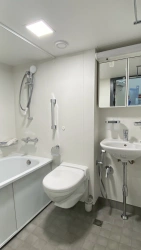Sanitary and hygienic equipment of ship. Sanitary cabin with bath. ALKI.360053.288