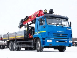 Special-purpose vehicle with hydraulic loading crane of MKMA type on the basis of KAMAZ 65117 and its modifications 64K06N-U6