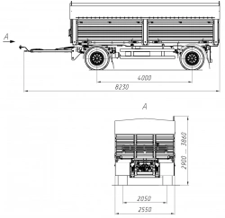 Double-axle trailer 8465-04 with CEYLAN AS-1210-225-ST-OV axles with load capacity 12 tonnes
