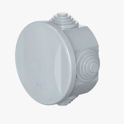 CADUCEUS ALING OG Junction box for open installation, diameter65x35 4 cable entries, 500V~, IP44, grey, cover fastening on the
