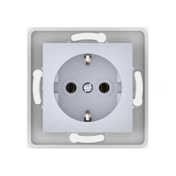 CADUCEUS ALING PRESTIGE Flush-mounted socket outlet with earthing switch without cover with plastic base 16A, 250V~, silver, ref