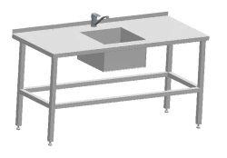 Table with sink for vegetable processing