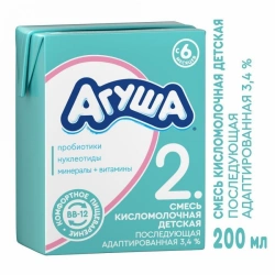Sour-milk infant formula "Agusha-2", with mass fraction of fat 3.4 per cent