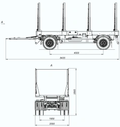 Biaxial sorting trailer 8465-40A with axles HJD13Y30S18-1840T16-060 with payload capacity 12 tonnes