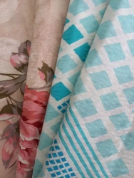 Cotton fabric plain weave calico "Mitkal" with trim "Corrugated" printed (printed), pov.pl. 105 g / sq.m, width 220 cm, x