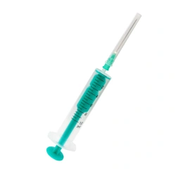 Single-use injection syringes, two-detailed, sterile with single-use injection needles of capacity