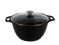 3L cast aluminium saucepan (with non-stick coating) Kukmara TM, with glass lid, "Tradition" line