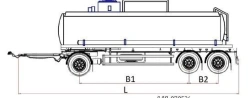 Tank trailer type MDO431, modification 878535 on axle MD.?2?1850?9??120?13 (double axle) or on axle MD.?1?2050?9??120?13 (single