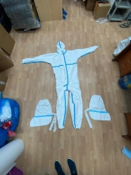 Shoe covers for disposable medical protective coveralls "Tyvek" colour: white, blue, blue, white with blue stripes