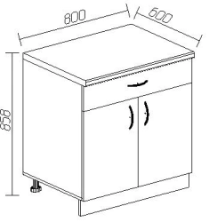 Floor standing kitchen cabinet with drawer 800
