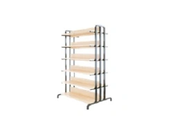Two-sided library shelving unit