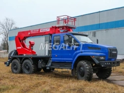 Self-propelled boom lift with working platform PSS-131.22E on the basis of Ural 4320-6981-70, 4320-6981-72, 4320-6981-74, 432 ch