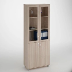 Filing cabinet 2 doors, shelves. (glass)