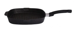 Grill pan square 280x280mm aluminium cast (with non-stick coating) TM Kukmara, with removable Bakelite handle