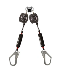 Two-shoulder retracting type safety device "HB-02 cable" with carabiner , item number vnt HB02C duo 0051