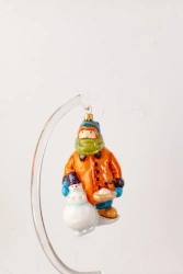 Christmas tree toy made of glass "Boy and snowman"