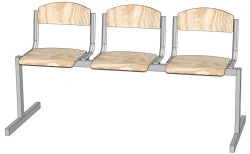 Multi-seat section made of bent laminated plywood with folding seat, SMO-001