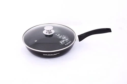 Cast aluminium 240mm frying pan (with non-stick coating) TM Kukmara, with Bakelite handle, glass lid, line "